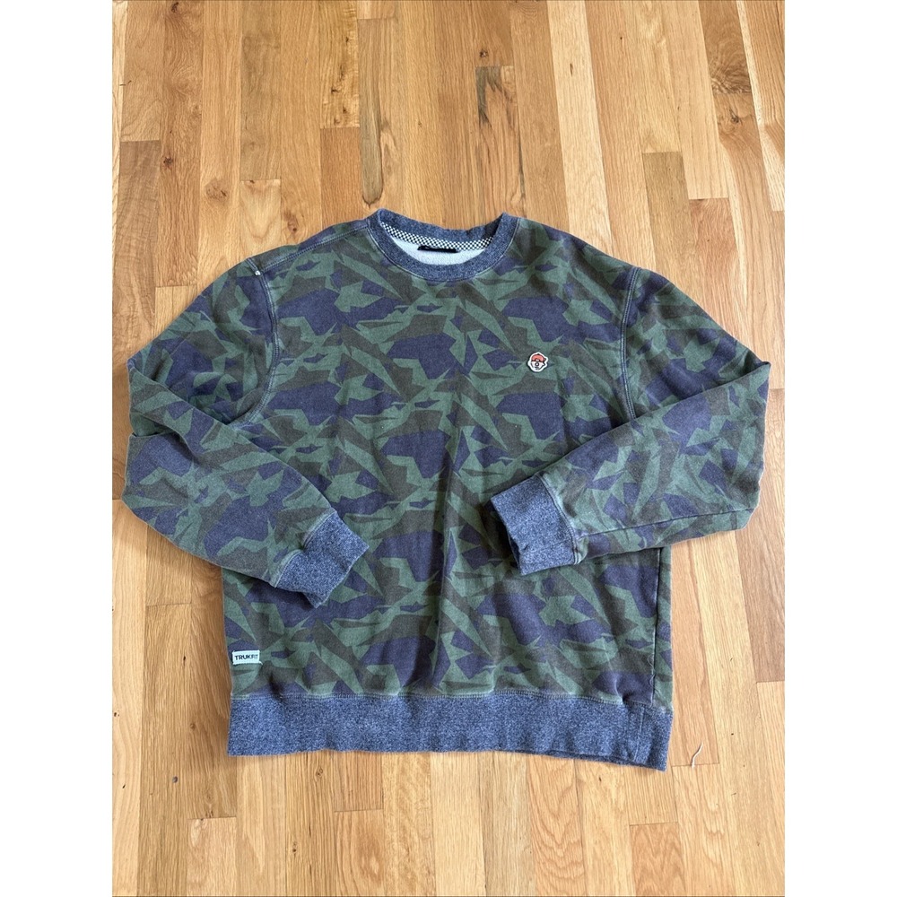 Trukfit Camo Crewneck Sweatshirt Mens Large Heavyweight Fleece Streetwear Skate